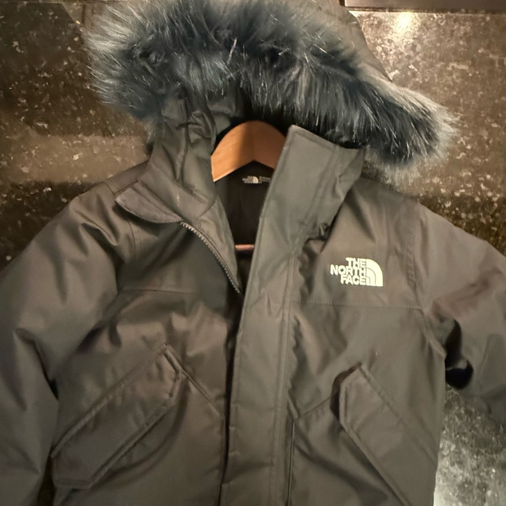The North Face Kids' Black Jacket with Faux Fur Hood